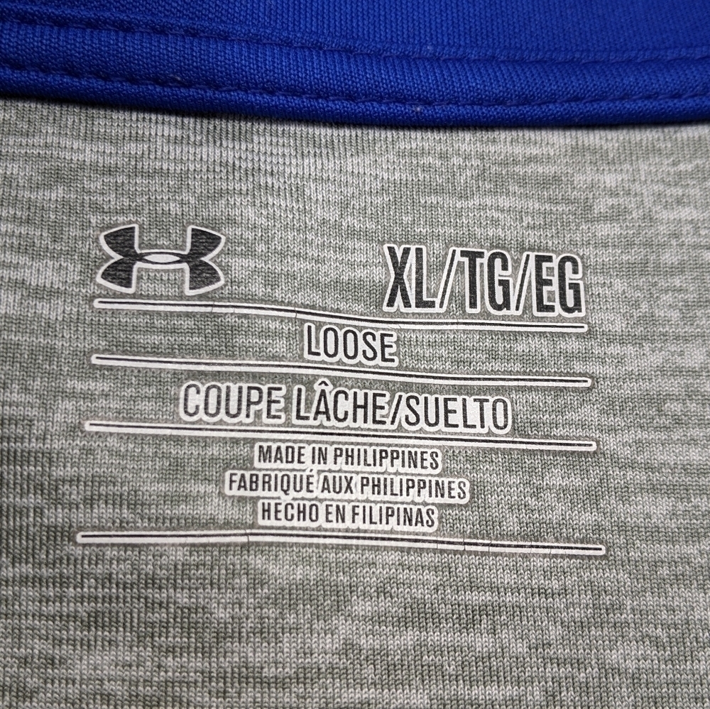 Under Armour UA Loose 1/2 Zip Pullover Long Sleeve Gray Blue Avalanche Fastpitch - Picture 10 of 10